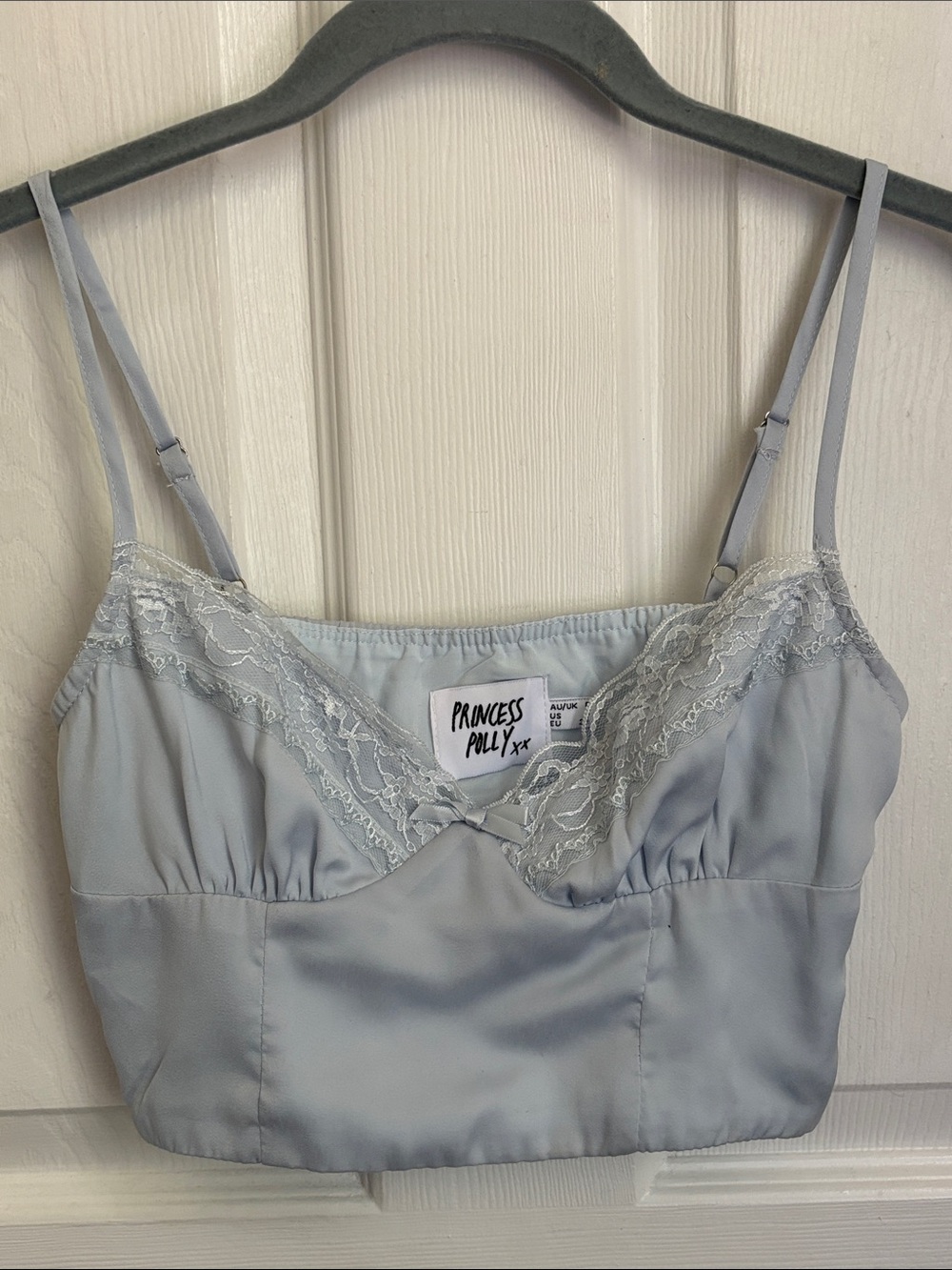 Princess Polly Light Lace-Trim Satin Bralette crop top coquette Lacey slip sz 4
